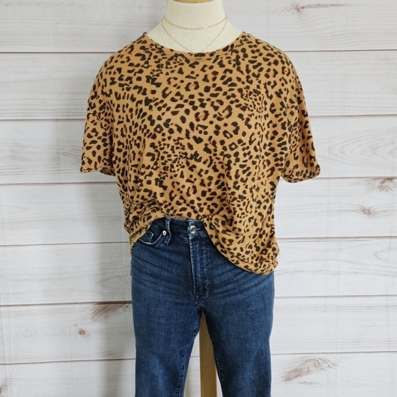 Free People We the Free Clarity T Shirt in Cheetah Combo Size Medium - Picture 4 of 10